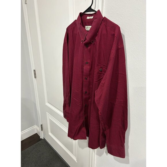 Orvis Gingham Check Long Sleeve Button Front Shirt Red Black Sz XXL Officewear - Picture 3 of 9